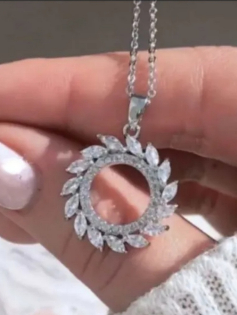 New Spiral Crystal Zircon Circular Necklace - Picture 2 of 4
